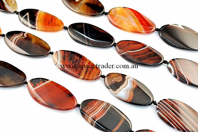 Agate - 24x50mm Oval Dream Agate Bead in 8 Pcs a Strand