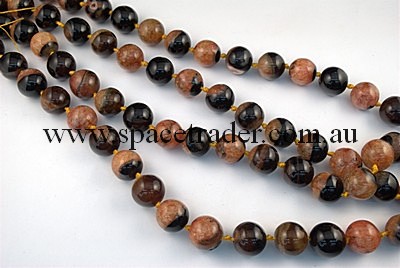 Agate - 18mm Plain Round Black Agate with Inclusion in Dye Orange Colour in 20 Pcs a Strand