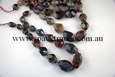 Agate - 14x20mmx8, 20x27mmx6, 23x34mmx3 Faceted Nugget Multi-colour Agate in 17 Pcs a Strand