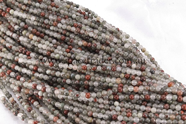 04mm Plain Round Africa Blood Stone Bead - 40cm strands