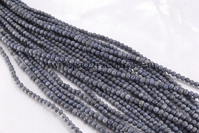 08mm Plain Round Blue Coral Bead - 40cm strands