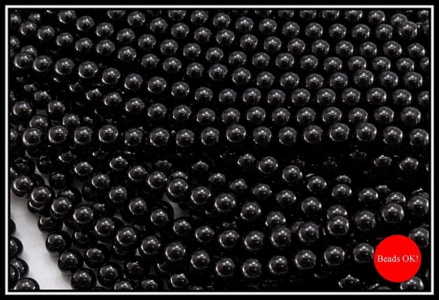 04mm Plain Round Black Agate Bead - 40cm strands