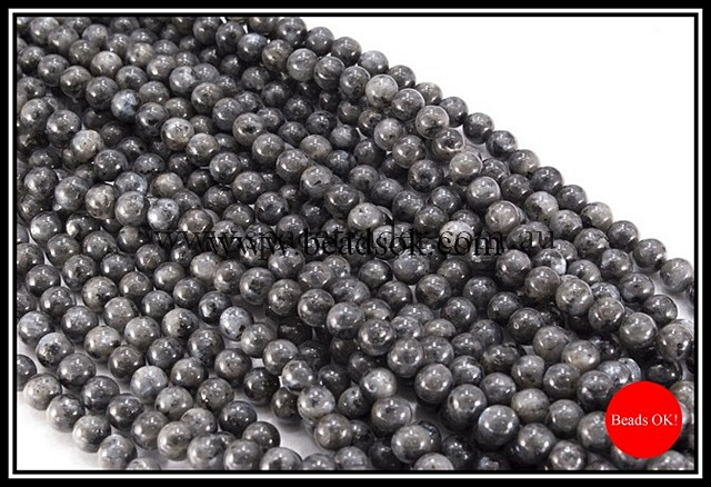 04mm Plain Round Black Marble Bead - 40cm strands