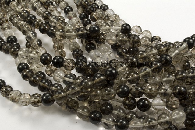 04mm Plain Round Black Melon Quartz Bead - 40cm strands
