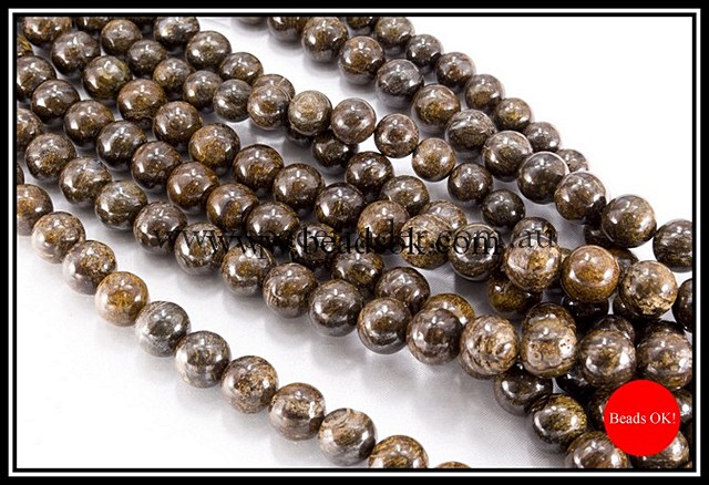 06mm Plain Round Bronzite Bead - 40cm strands