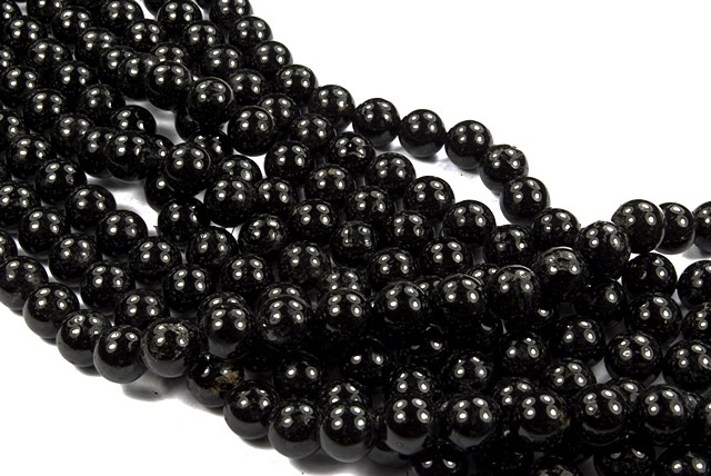 04mm Plain Round Black Tourmaline Bead - 40cm strands