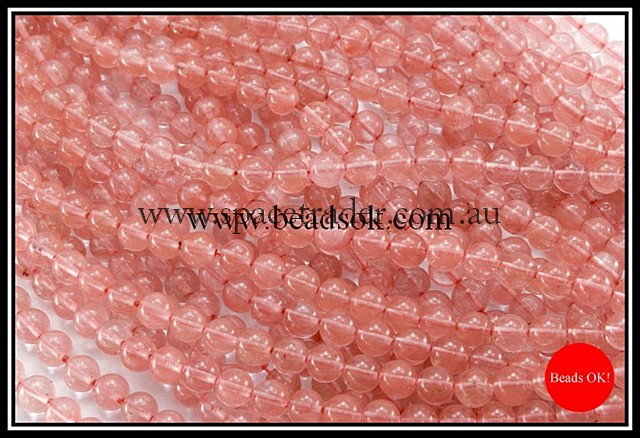 04mm Plain Round Cherry Quartz Bead - 40cm strands