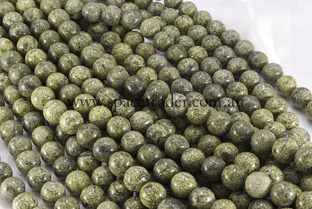 10mm Plain Round Chinese Serpentine Bead - 40cm strands