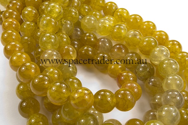 06mm Plain Round Crackle Yellow Agate Bead - 40cm strands