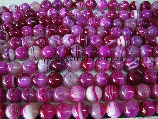 14mm Plain Round Madagascar Dark Magenta Botswana Bead - 40cm strands