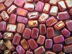 glass - 1697-031 - 6 x 4mm rectangle - opaque red x 1 KG