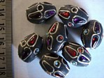 kashmiri beads - 15018 - black cones x 200 beads