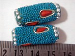 kashmiri beads - 15013 - blue long tubes x 200 beads