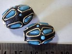 kashmiri beads - 15015 - blue/black tubes x 200 beads