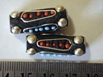 kashmiri beads - 15011 - blue/red tubes x 200 beads