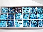 bead kits - 4605 - mix glass bead kit - aqua x 12 sets